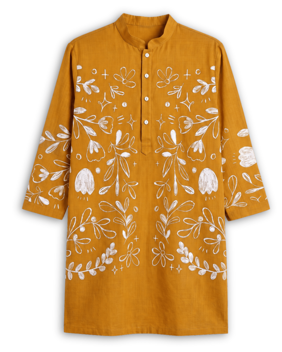 Flowerchild Kurta Set Yellow Men - Naymish Designs