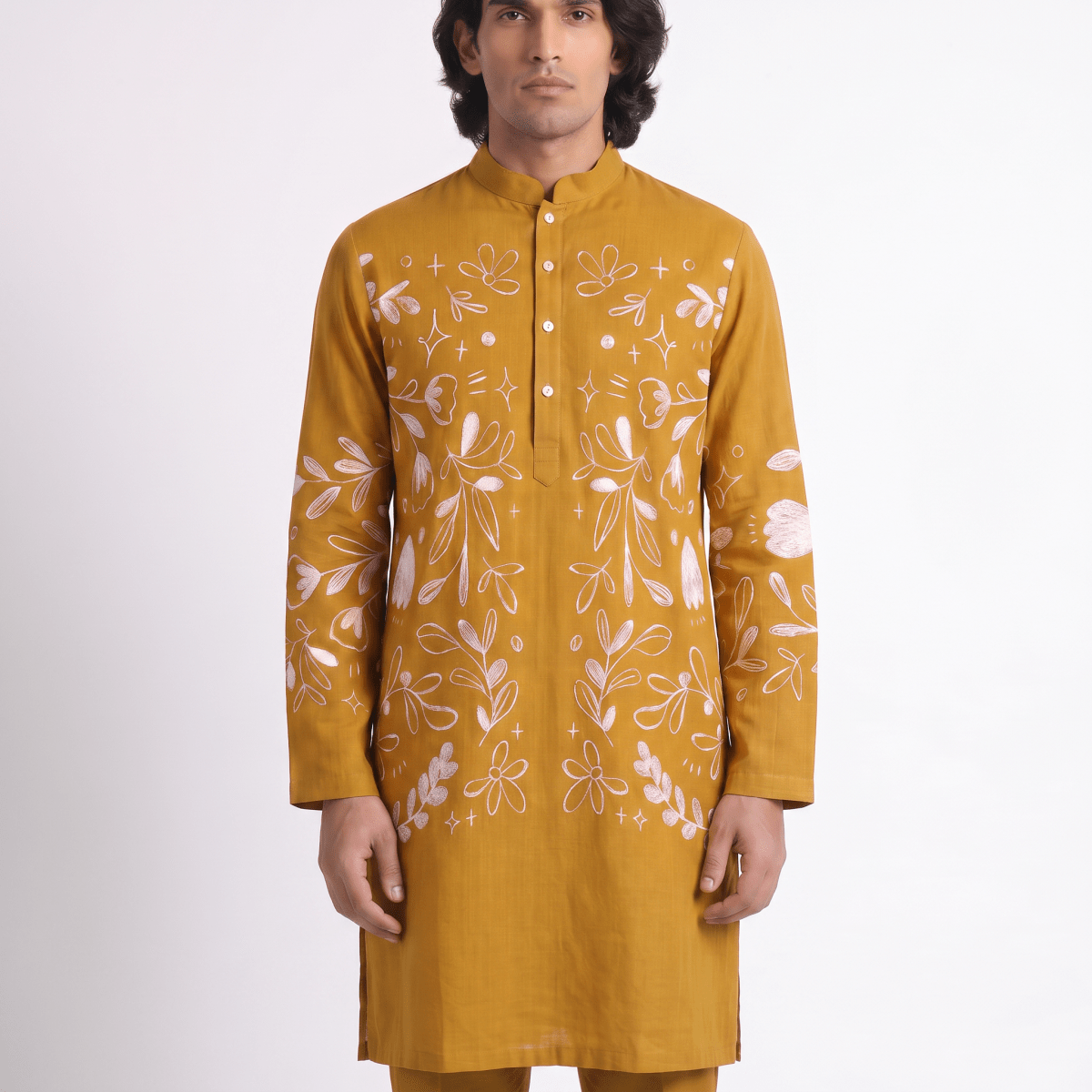 Flowerchild Kurta Set Yellow Men - Naymish Designs