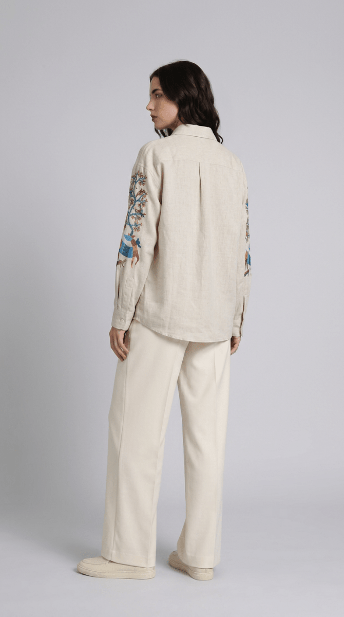 Gond Deer White Shirt Women - Naymish Designs