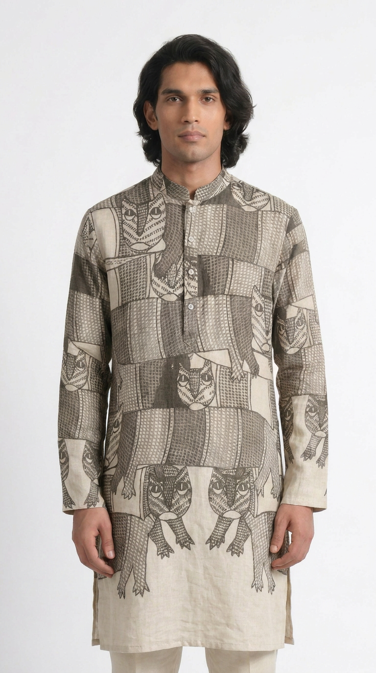 Gond Forest Kurta Men closeup view