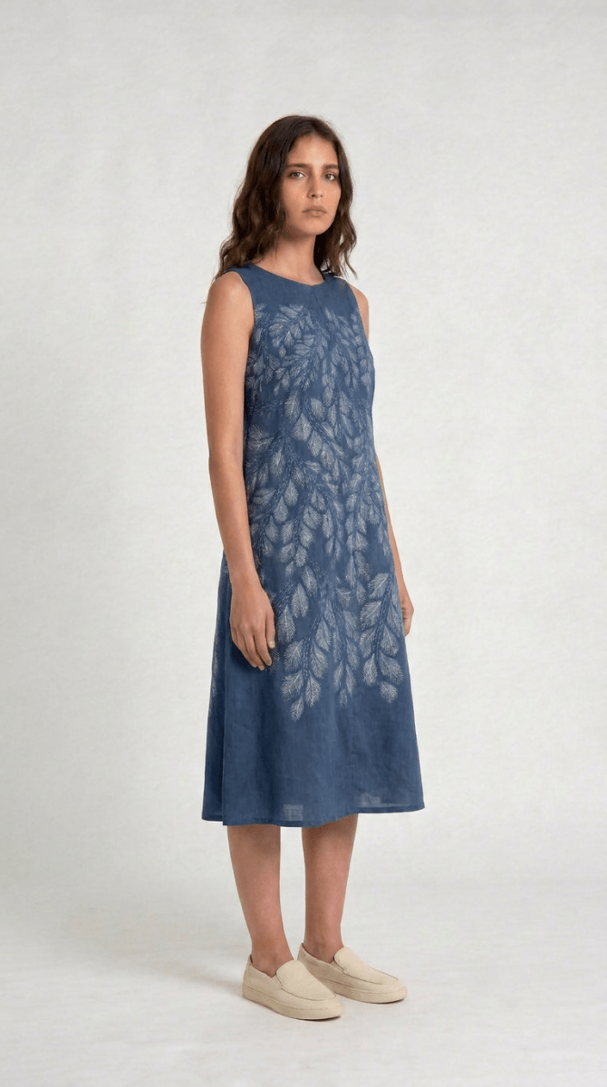 Gond Leaf Dress - Blue - Naymish Designs