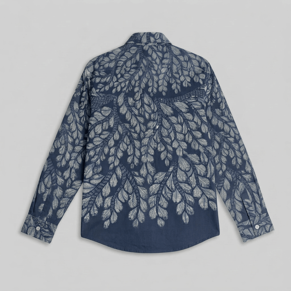 Gond Leaf Shirt Women - Blue - Naymish Designs