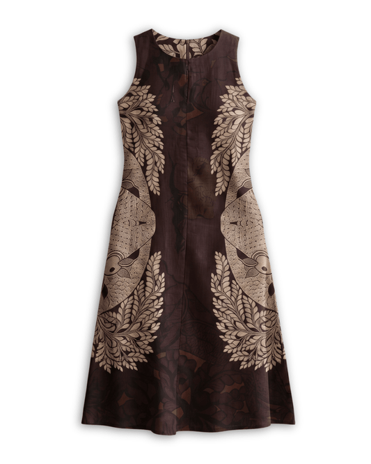 Gond Life Shift Dress Brown Women - Naymish Designs