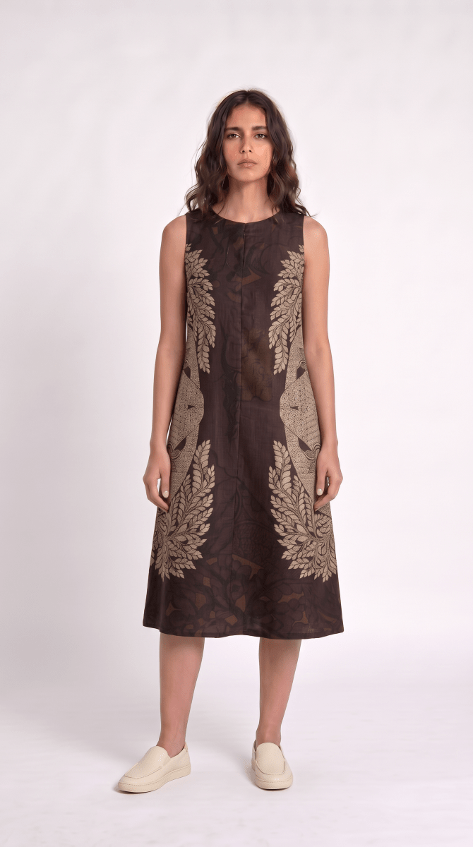 Gond Life Shift Dress Brown Women - Naymish Designs