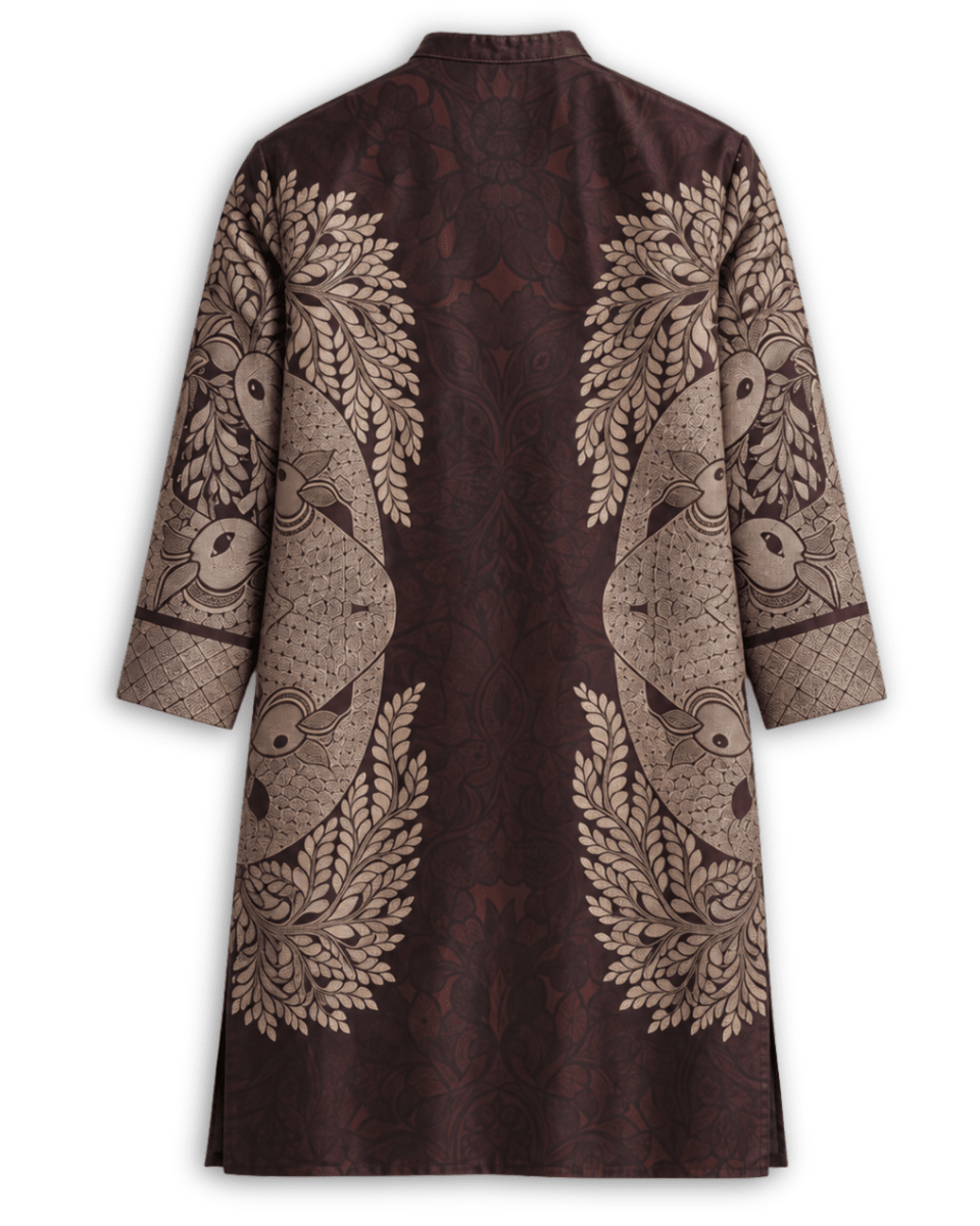 Gond Life Women Kurta Brown 3 quarter sleeves - Naymish Designs