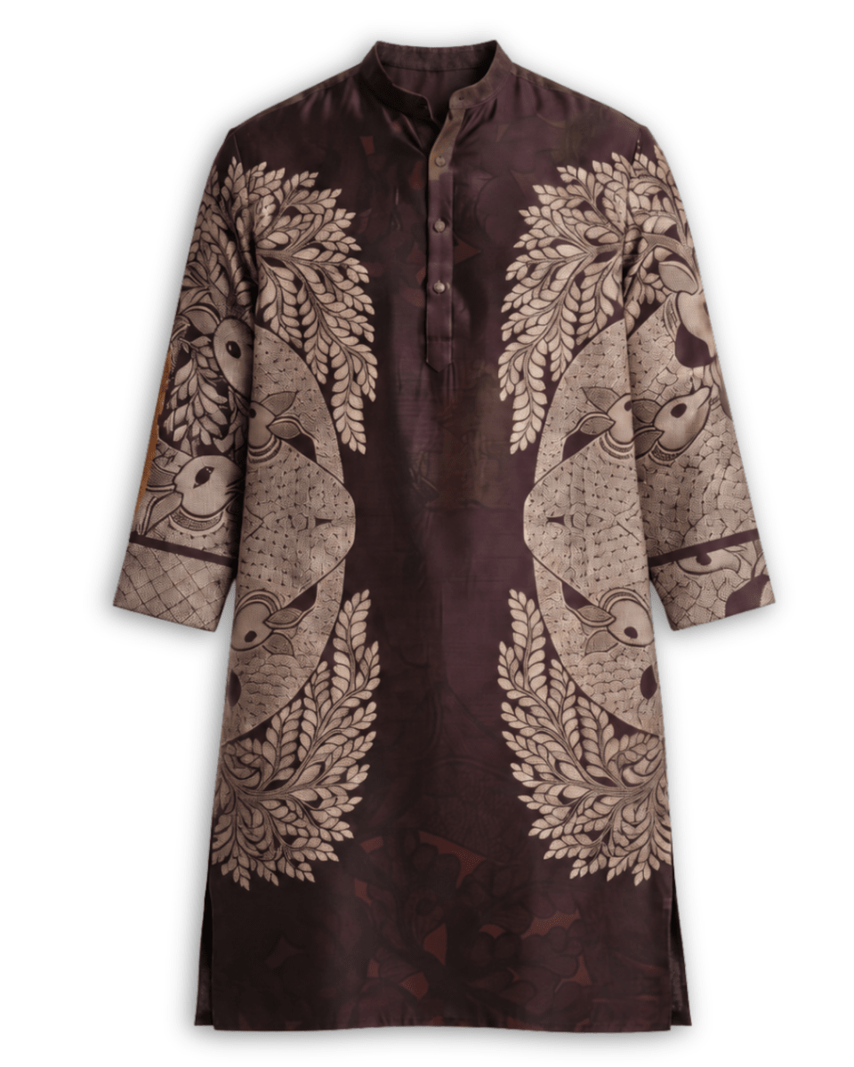 Gond Life Women Kurta Brown 3 quarter sleeves - Naymish Designs