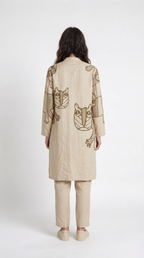 Gond Tiger Kurta Set Women kurta back model view