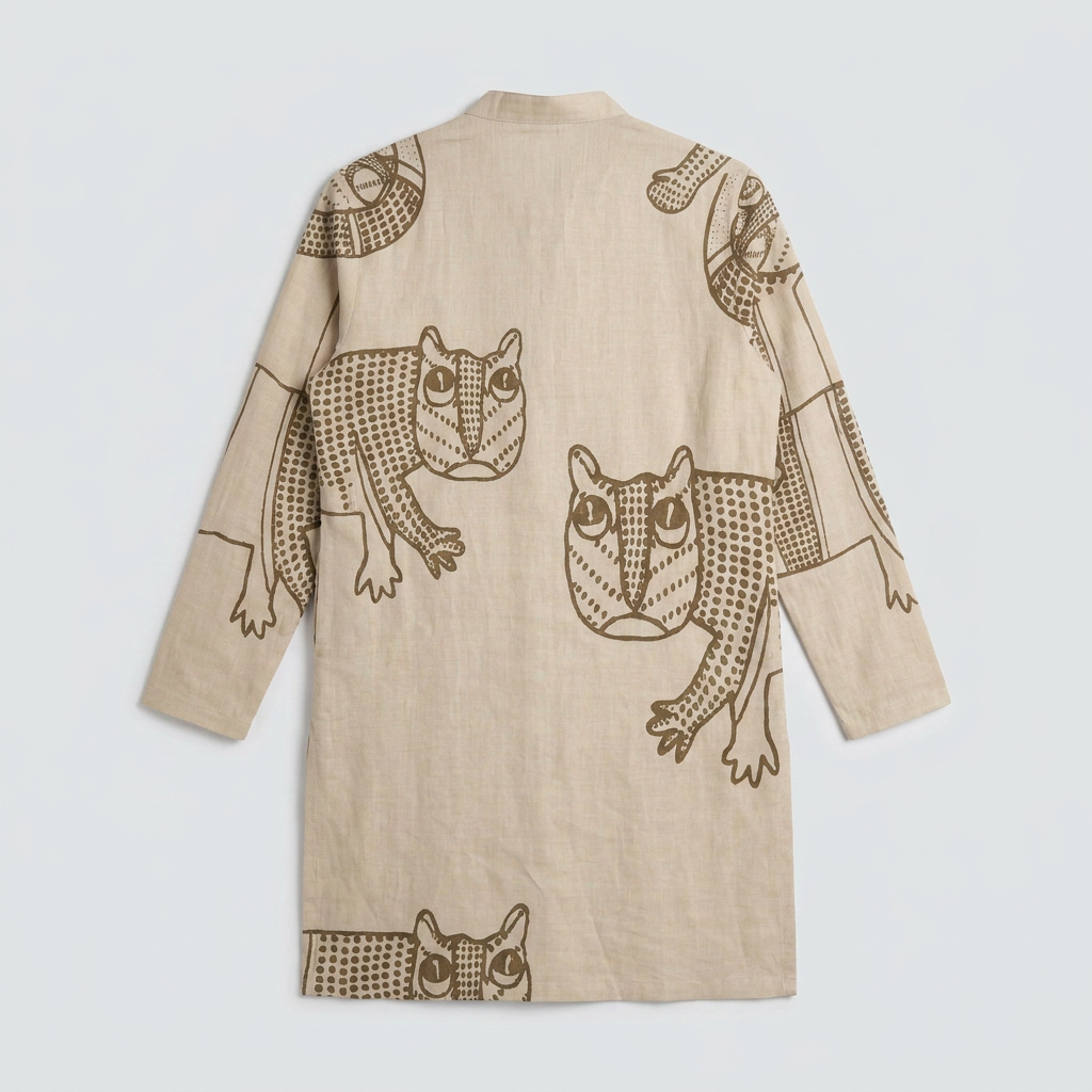 Gond Tiger Kurta Set flat kurta back view