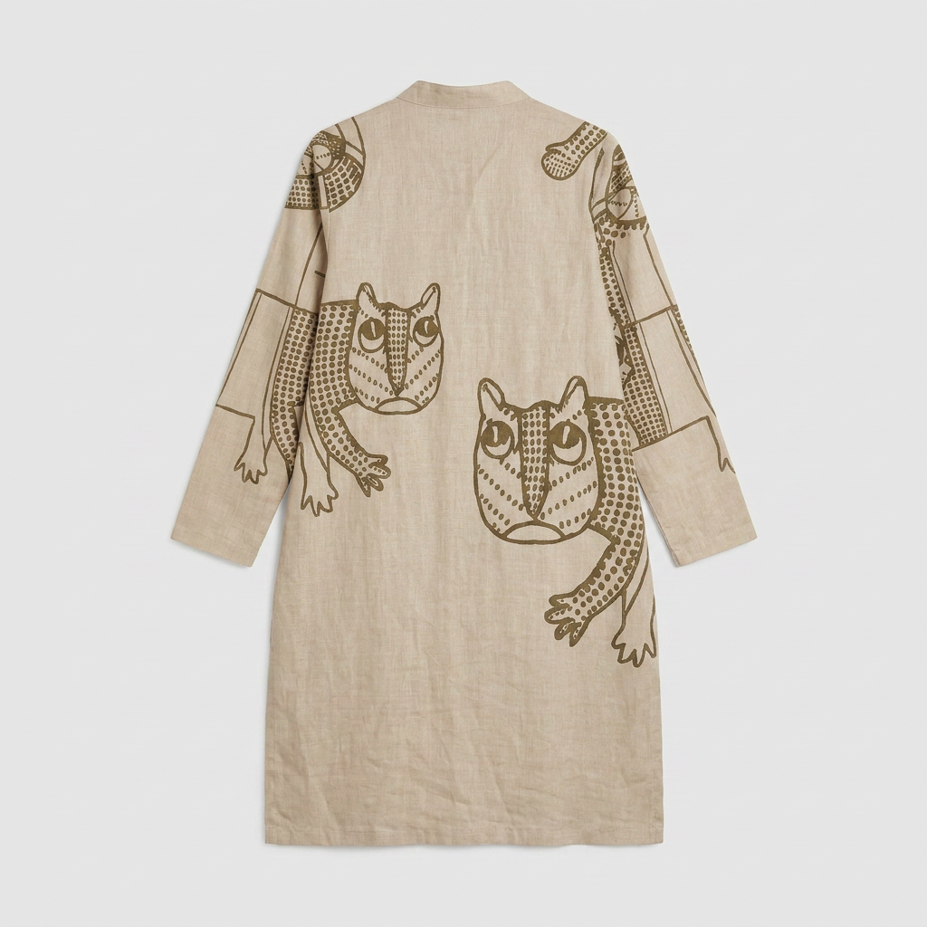 Gond Tiger Kurta flat back view