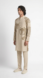 Gond Tiger Kurta Set Men kurta side model view