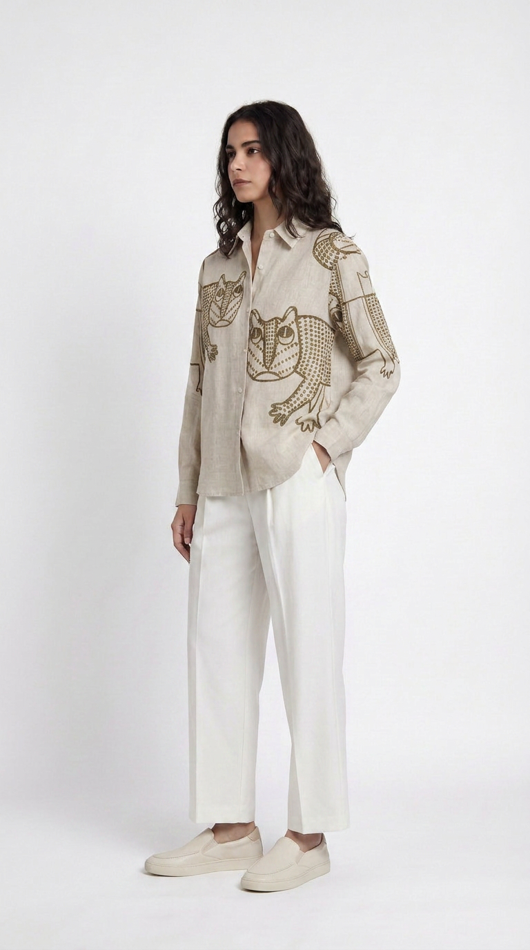 Gond Tiger Shirt Women side view