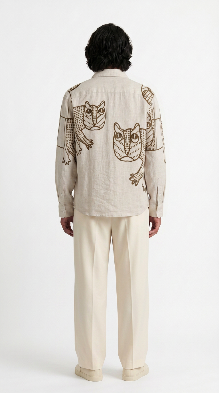 Gond Tiger Shirt Men back model view