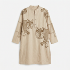 Gond Tiger Kurta Set flat kurta front view