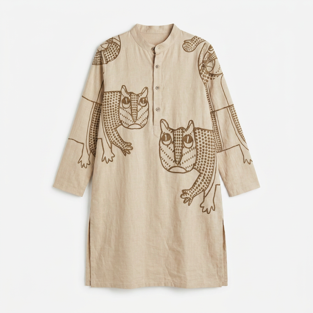 Gond Tiger Kurta flat front view