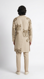 Gond Tiger Kurta Set Men kurta back model view