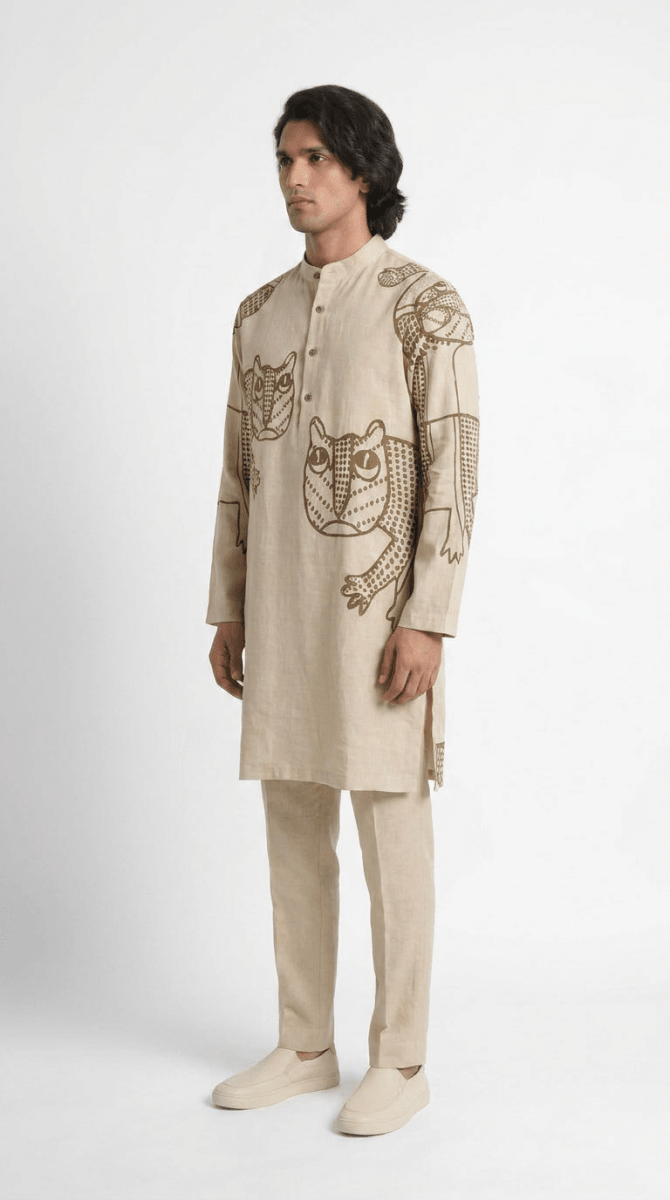 Gond Tiger Kurta Men - Naymish Designs