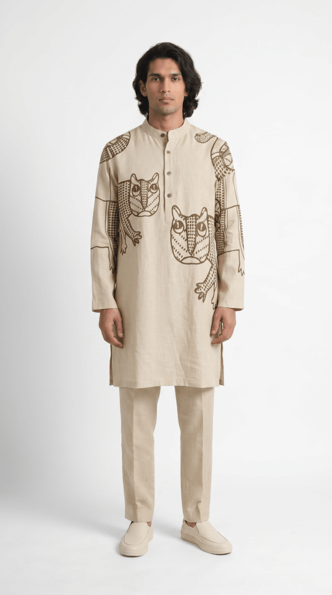 Gond Tiger Kurta Set Men - Naymish Designs