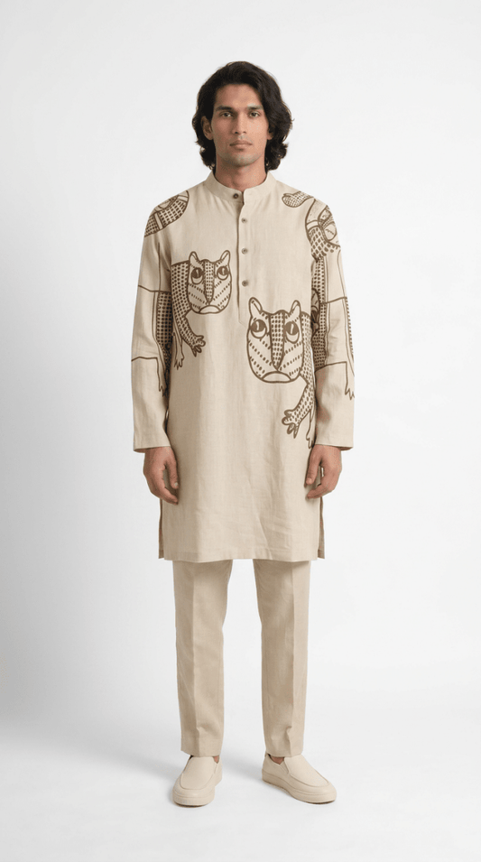 Gond Tiger Kurta Set Men - Naymish Designs