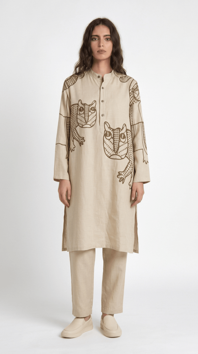 Gond Tiger Kurta Set Women - Naymish Designs