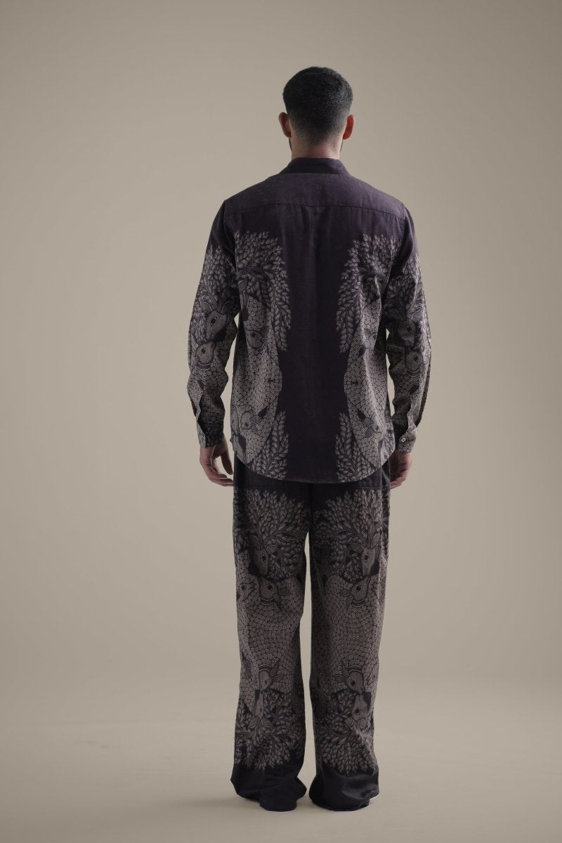 Gond Tree of Life Robe Set - Men - Brown - Giza Cotton - Naymish Designs