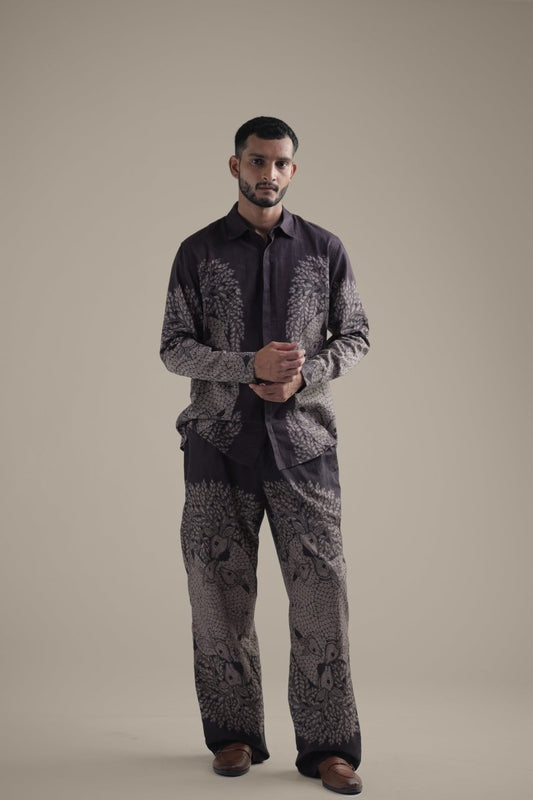 Gond Tree of Life Robe Set - Men - Brown - Giza Cotton - Naymish Designs