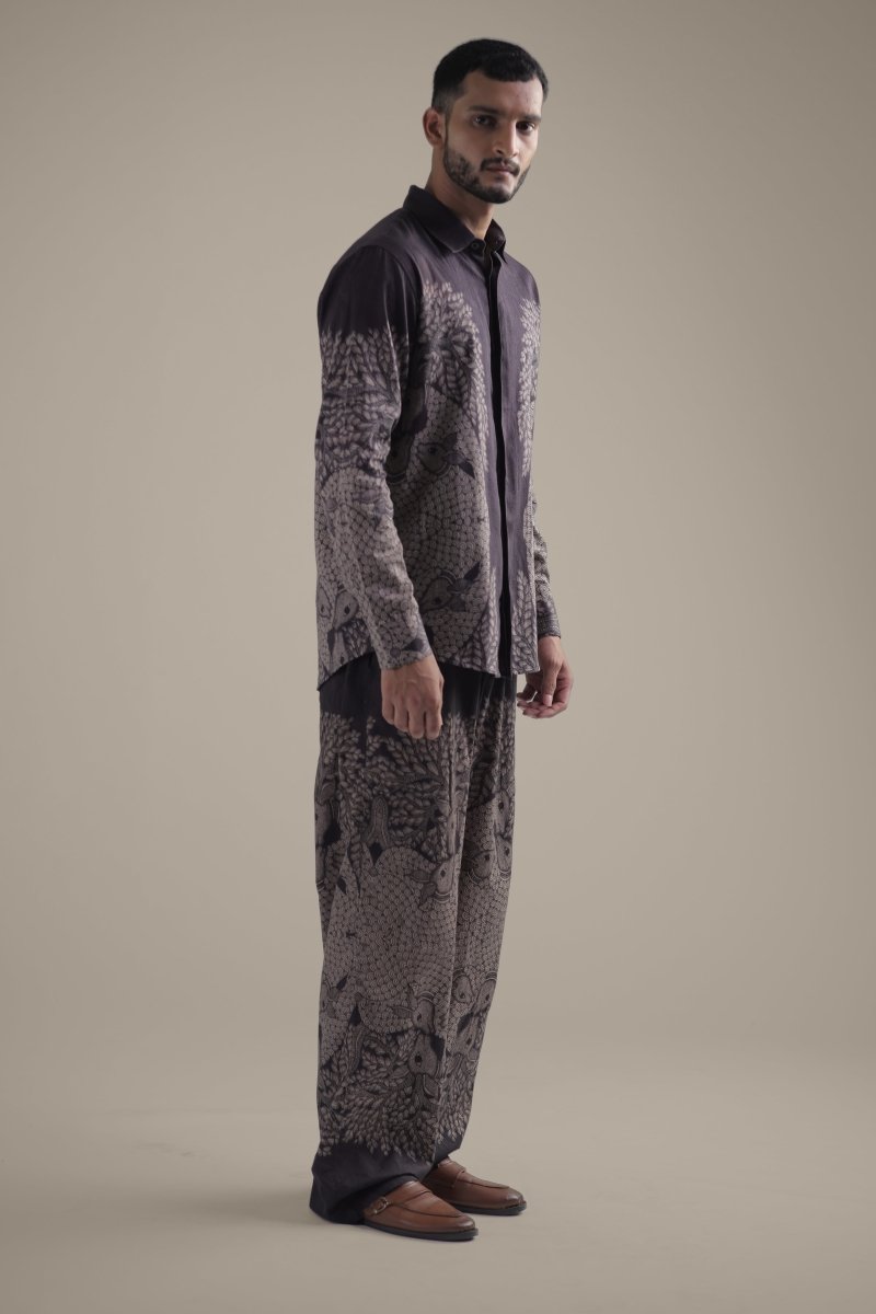 Gond Tree of Life Robe Set - Men - Brown - Giza Cotton - Naymish Designs