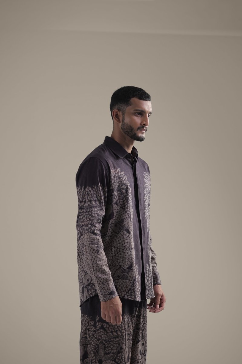 Gond Tree of Life Robe Set - Men - Brown - Giza Cotton - Naymish Designs