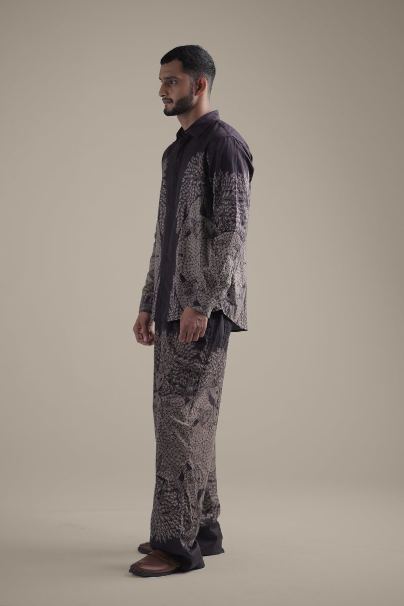 Gond Tree of Life Robe Set - Men - Brown - Giza Cotton - Naymish Designs