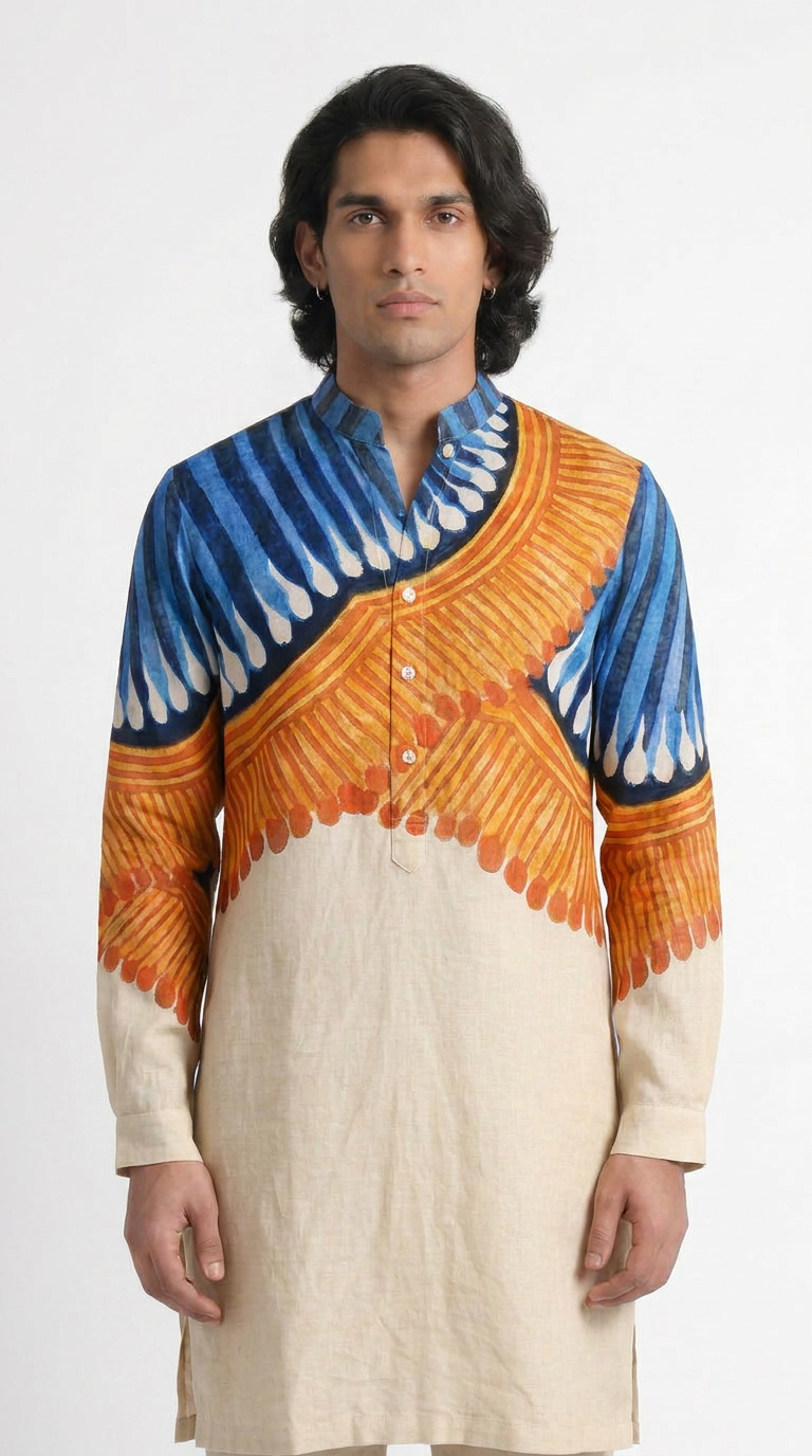 Kalighat Fire Kurta Men front view