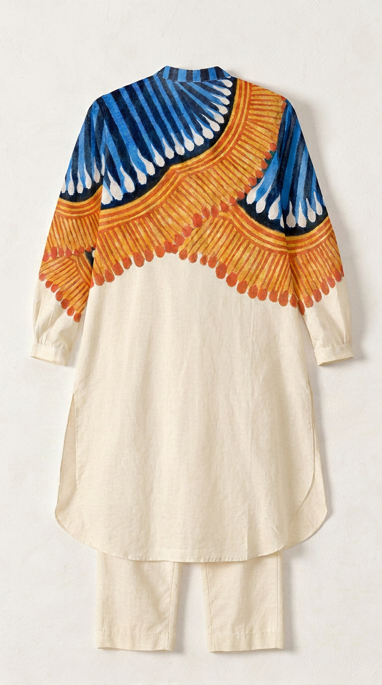 Kalighat Fire Kurta Set Women flat back
