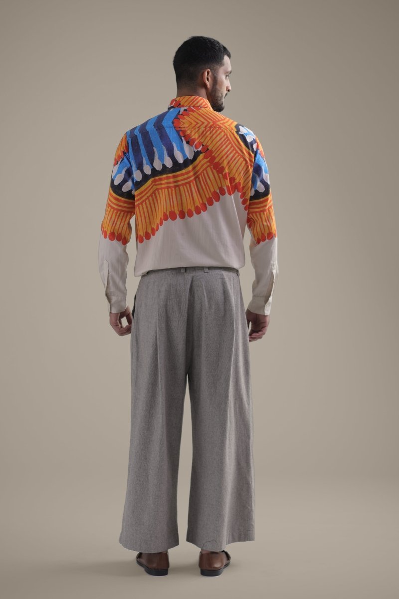 Kalighat Fire Shirt - Men - Off White - Giza Cotton - Naymish Designs
