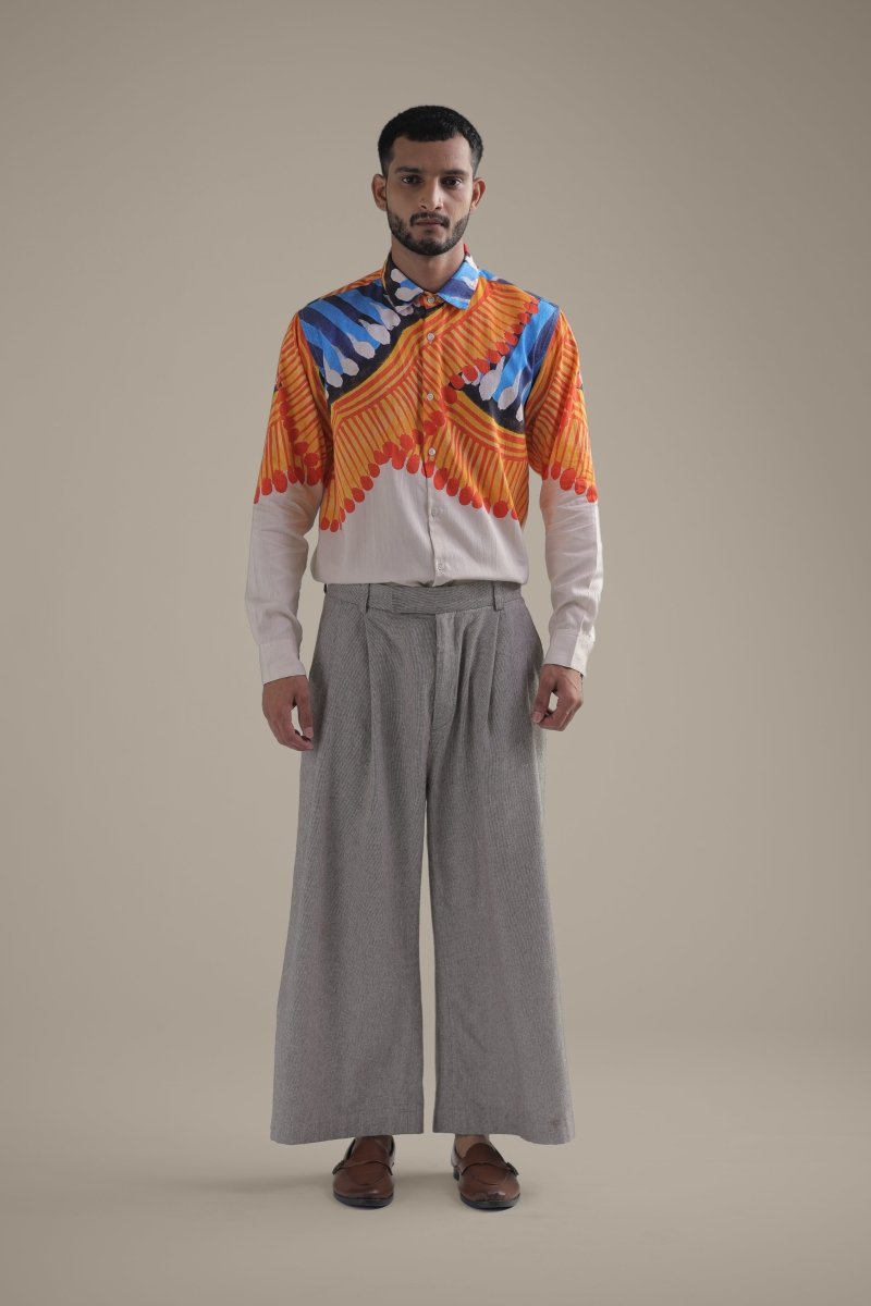 Kalighat Fire Shirt - Men - Off White - Giza Cotton - Naymish Designs