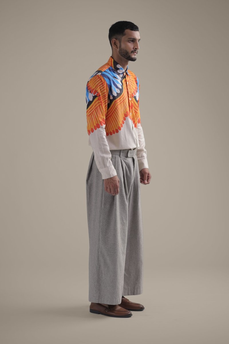 Kalighat Fire Shirt - Men - Off White - Giza Cotton - Naymish Designs