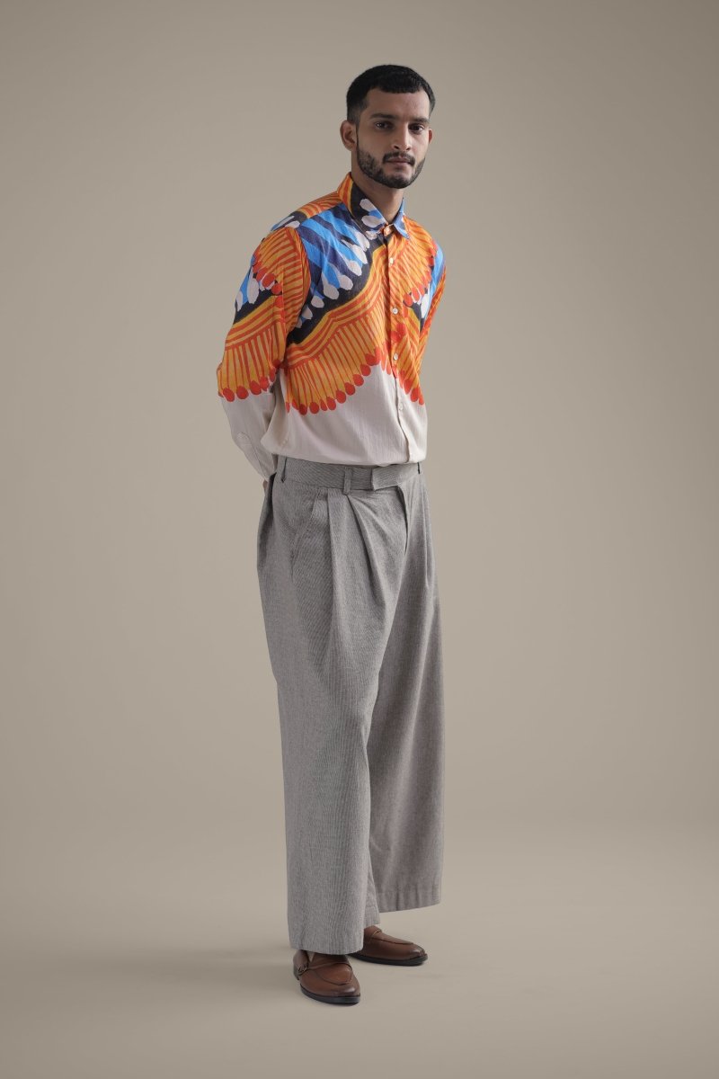 Kalighat Fire Shirt - Men - Off White - Giza Cotton - Naymish Designs