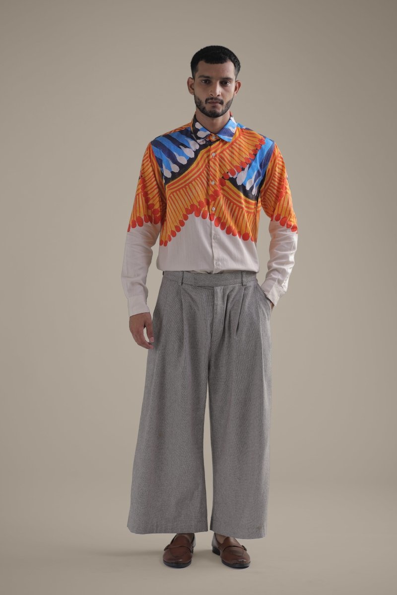 Kalighat Fire Shirt - Men - Off White - Giza Cotton - Naymish Designs