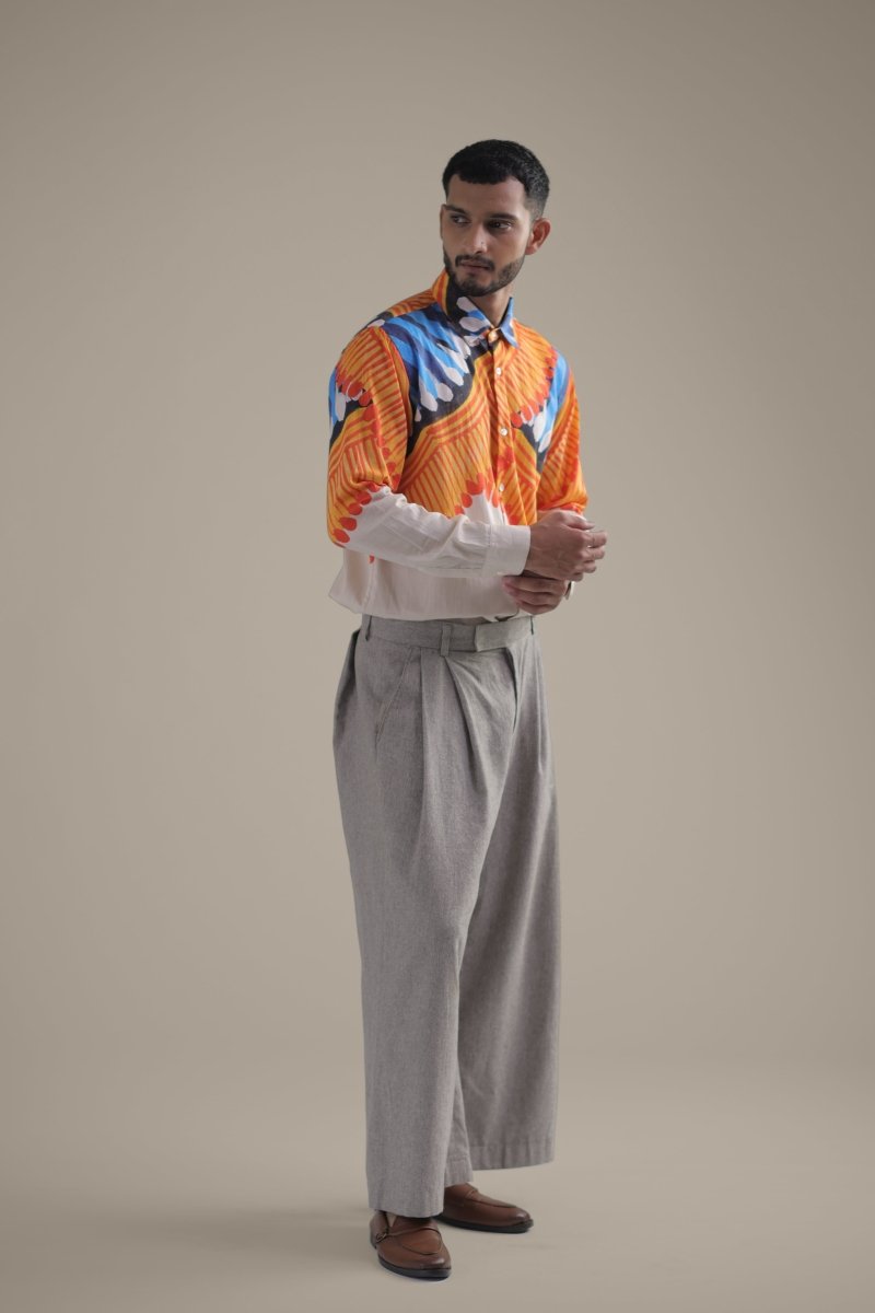 Kalighat Fire Shirt - Men - Off White - Giza Cotton - Naymish Designs