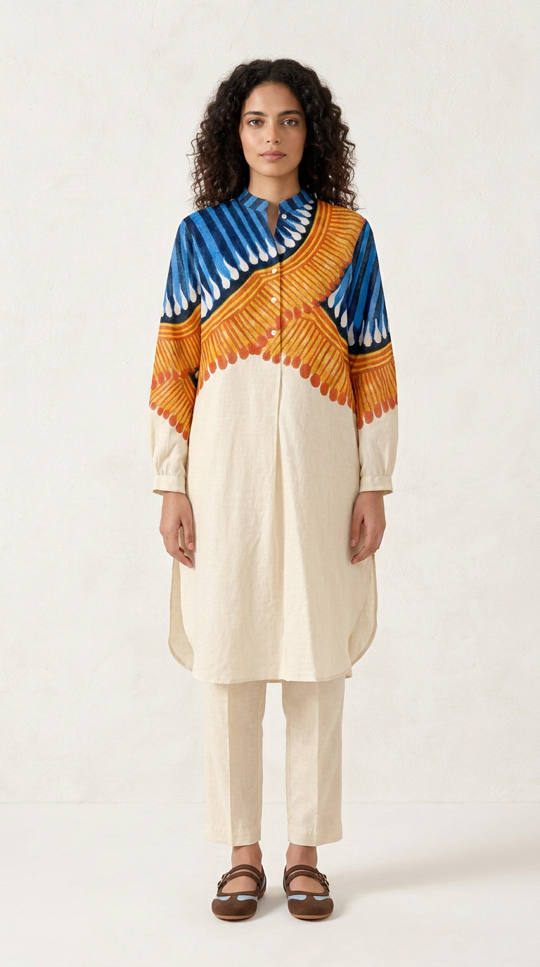 Kalighat Fire Kurta Set Women front view