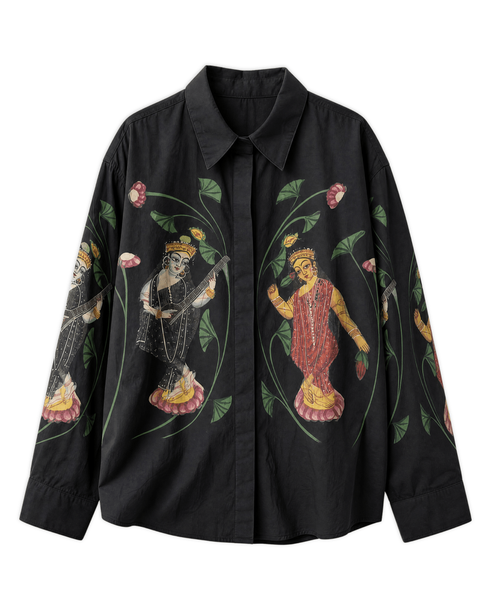 Kalighat Prosperity Men Shirt Black - Naymish Designs