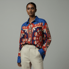 Kanaat - Blue Shirt for Women in Cotton and LInen - Naymish Designs