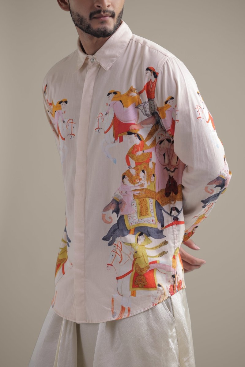 Kirtharjuna Shirt - Men - Off White - Giza Cotton - Naymish Designs