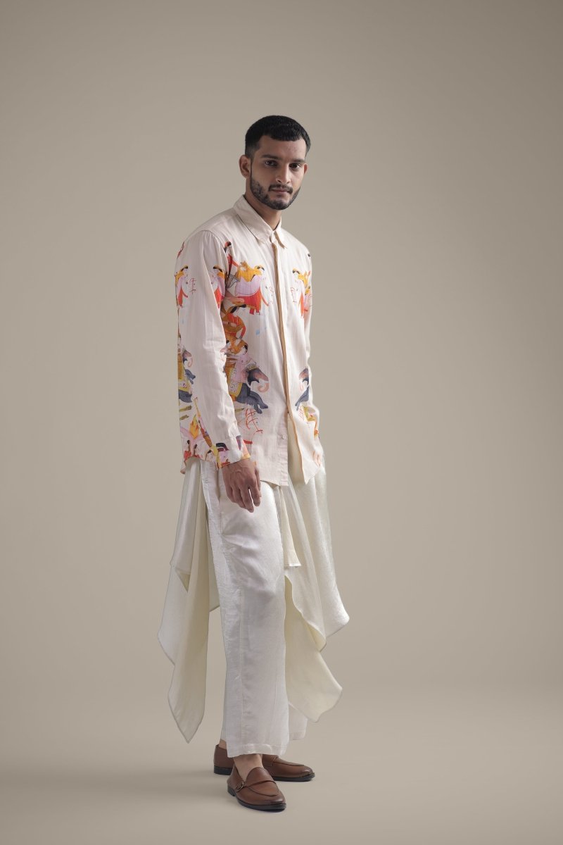Kirtharjuna Shirt - Men - Off White - Giza Cotton - Naymish Designs
