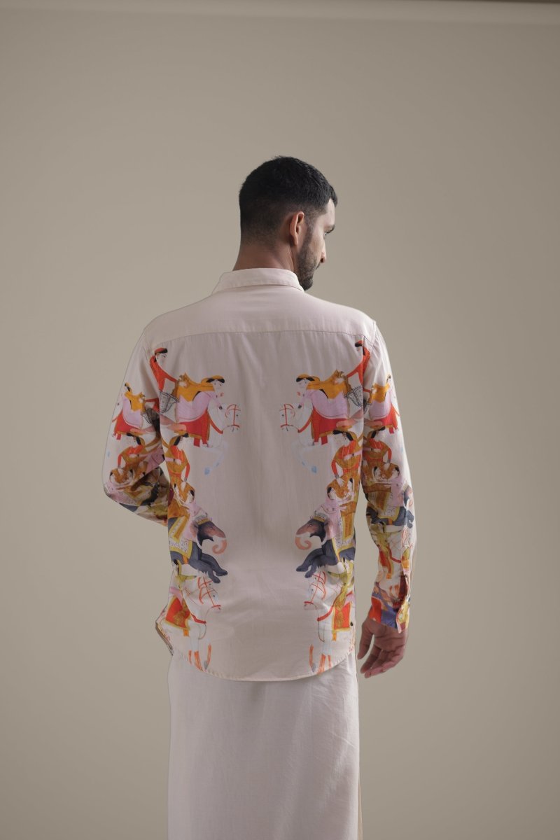 Kirtharjuna Shirt - Men - Off White - Giza Cotton - Naymish Designs