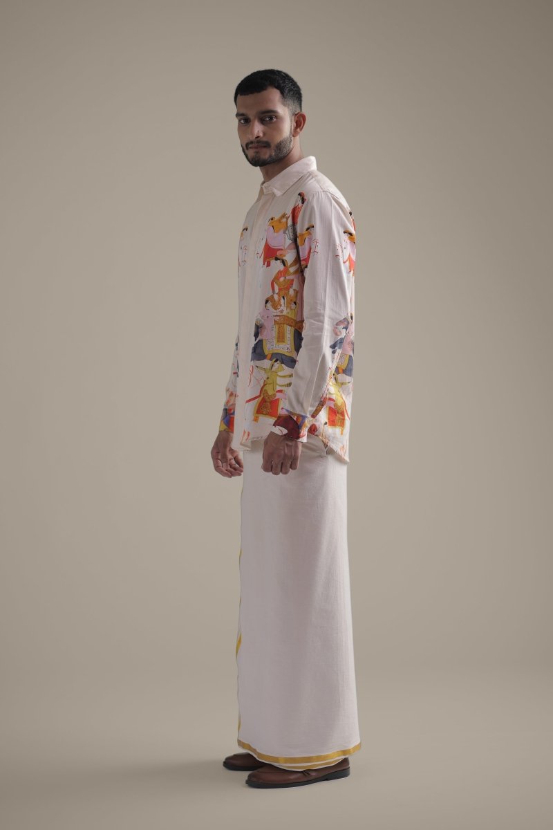 Kirtharjuna Shirt - Men - Off White - Giza Cotton - Naymish Designs