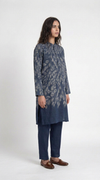 Gond Leaf Kurta Women Blue side profile