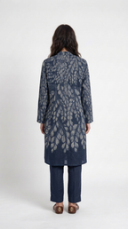 Gond Leaf Kurta Women Blue back view
