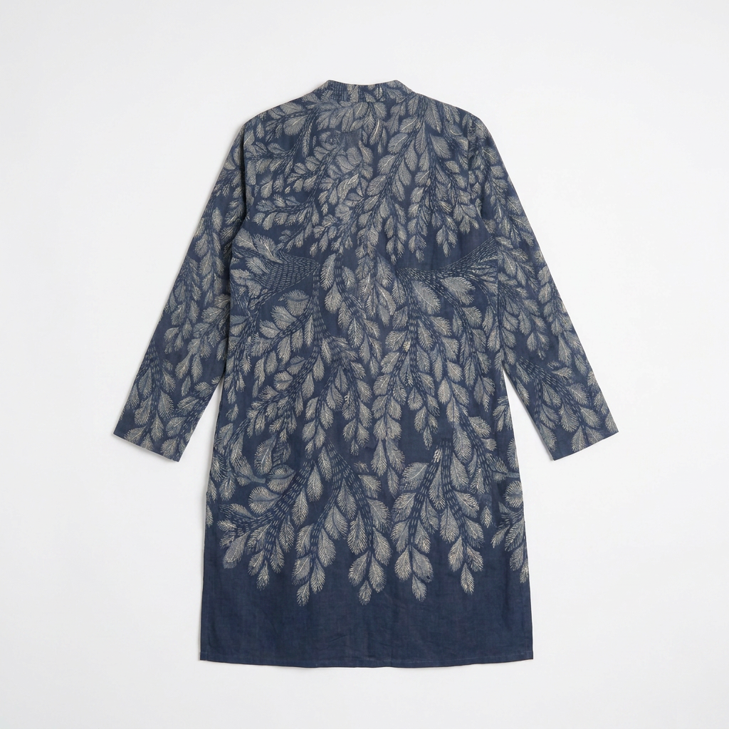 Gond Leaf Kurta Women Blue flat back