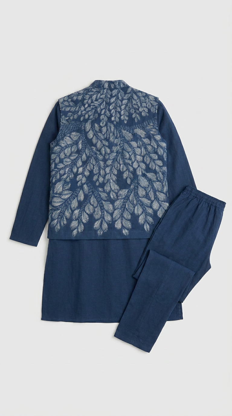 Gond Leaf Set Blue Men full set front view
