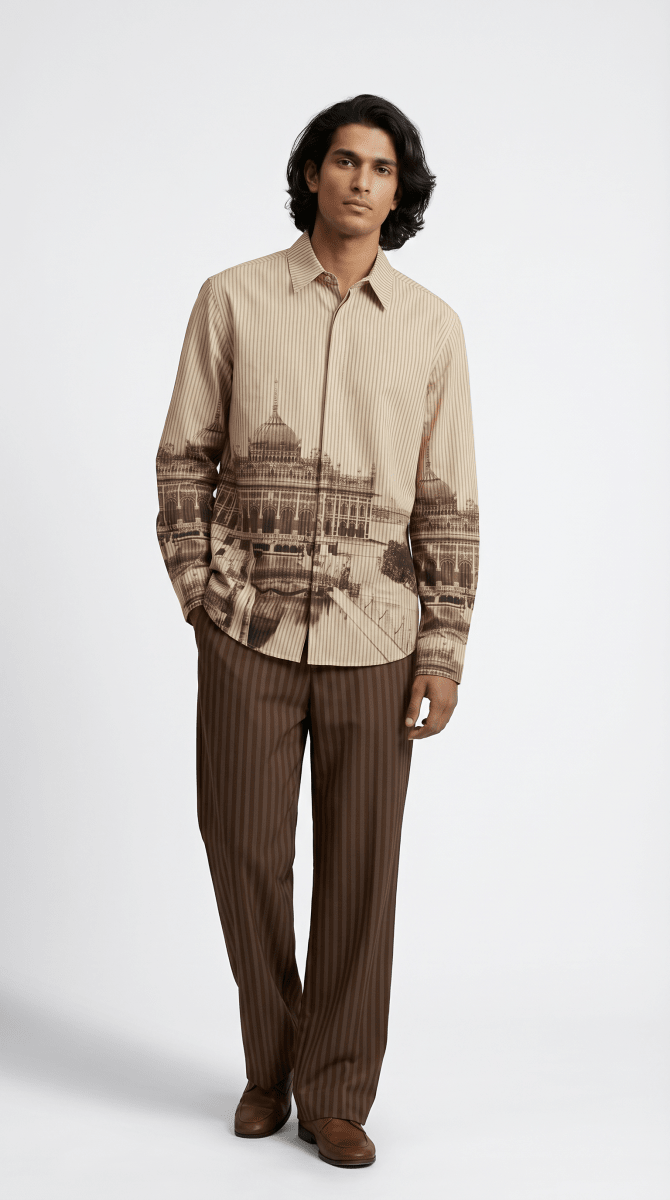 Lucknow - Shirt for Men - Brown - Naymish Designs