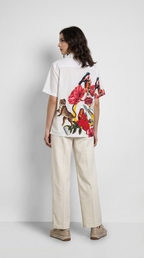 16 Bit Shirt women  matchbox art   Casual Shirts White Half Sleeve Resort Collar