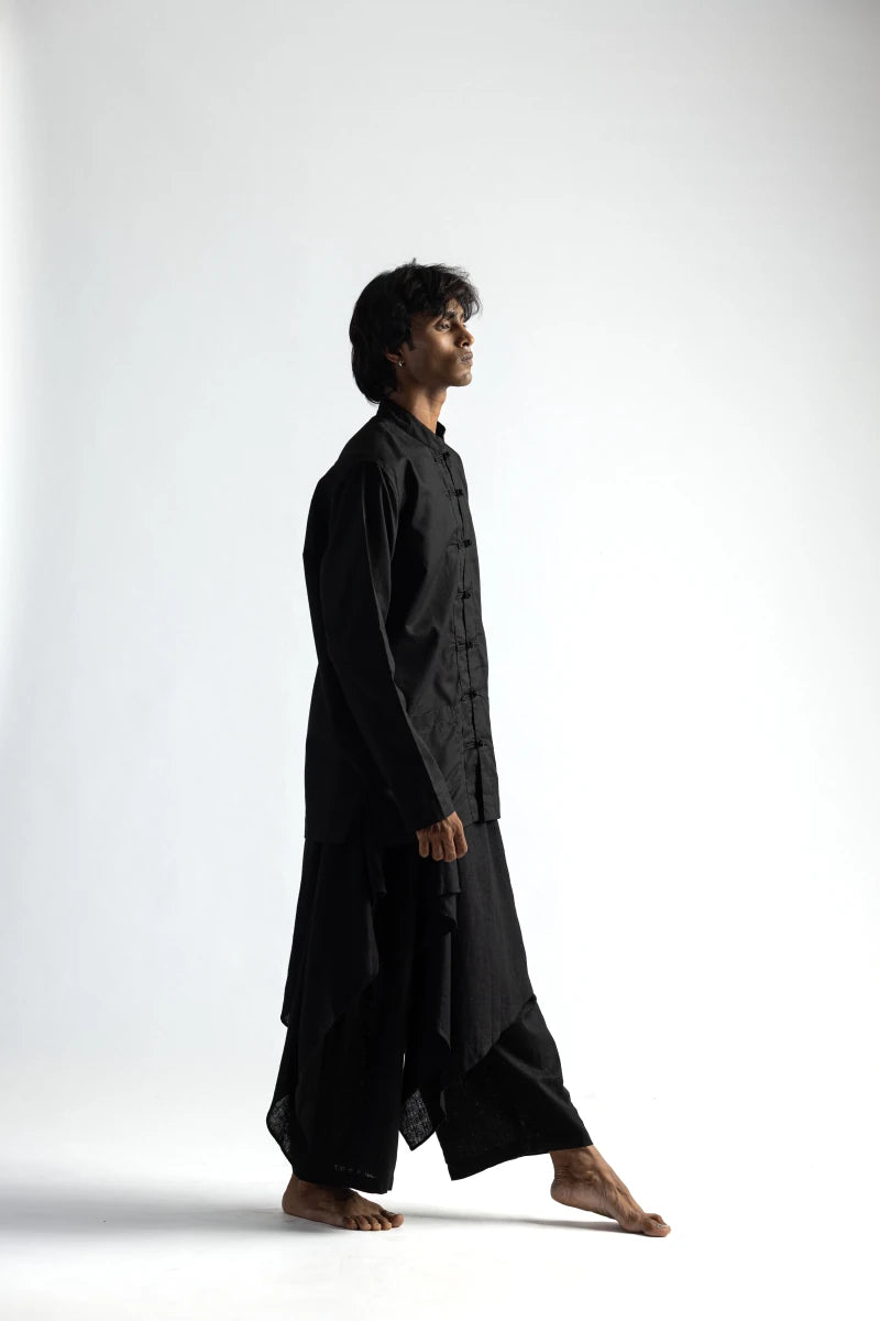 Mandarin Collar Co-ord Set - Men - Black - Cotton - Naymish Designs